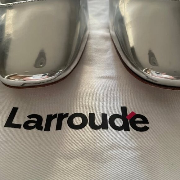 Larroude Women's Silver "Blair" Ballet Buckle Flats - Picture 3 of 5